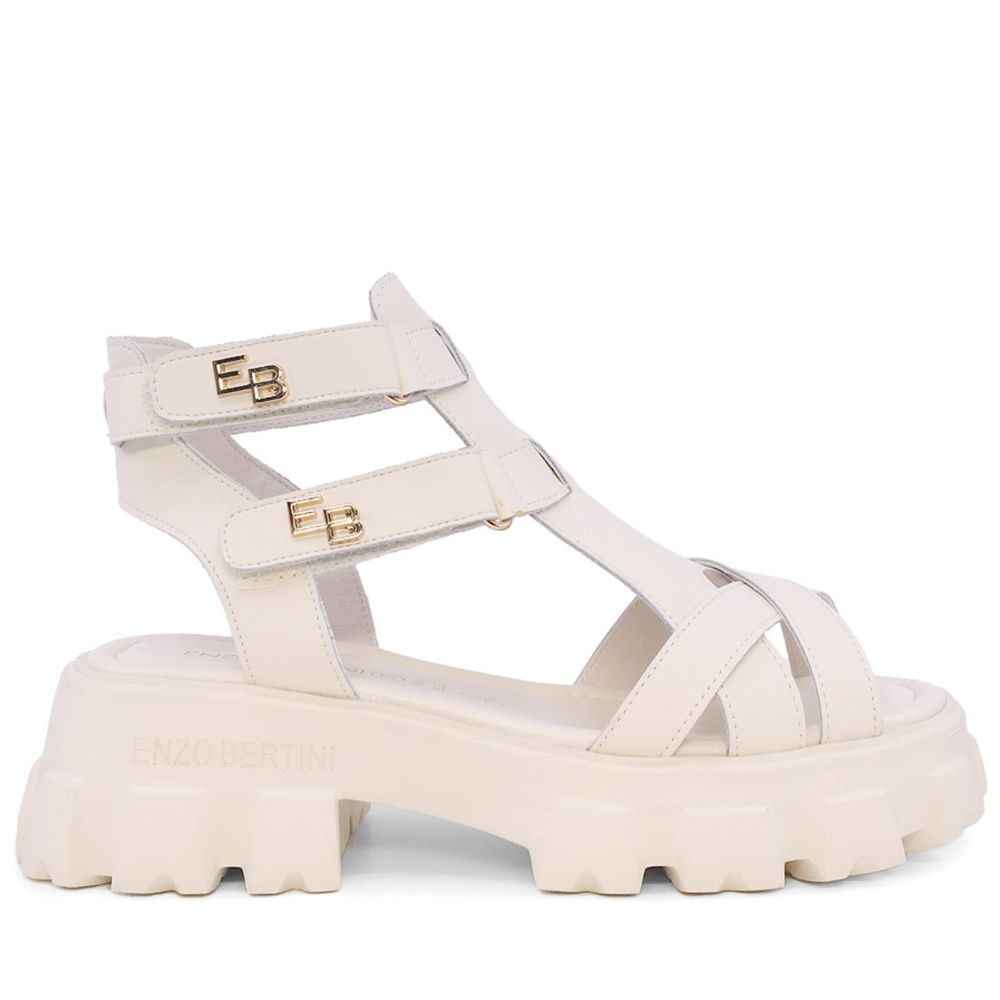 ENZO BERTINI WOMEN'S WHITE LEATHER SANDALS 6